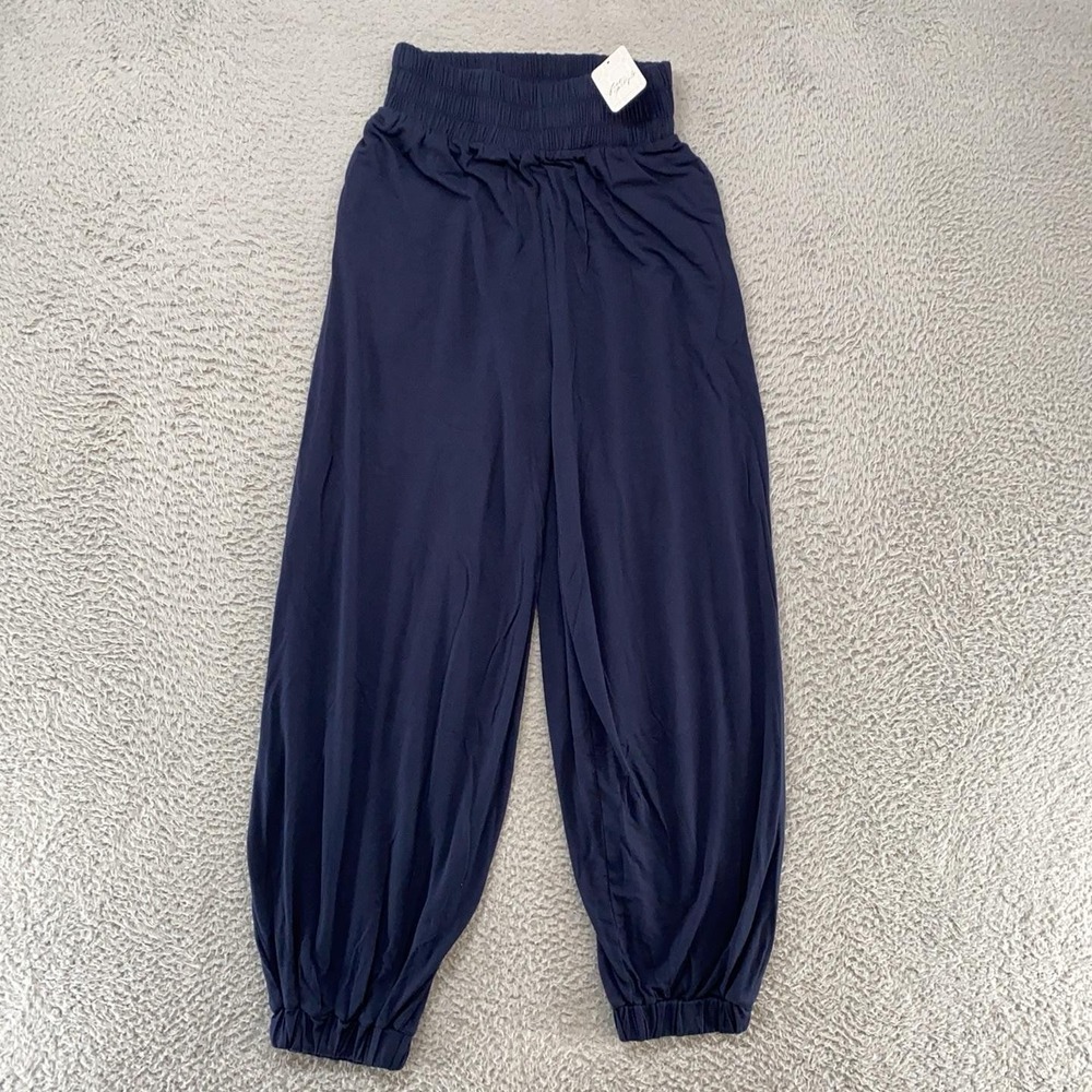 Free People FP Beach Harem Pants Womens XS Navy Elastic Waist Cuffed Lounge